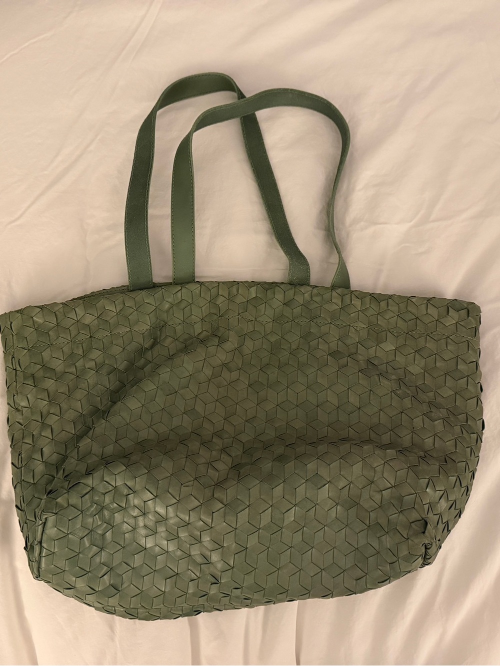 Madewell Large Woven Leather Tote Bag (Sweet Basil) - Picture 3 of 9